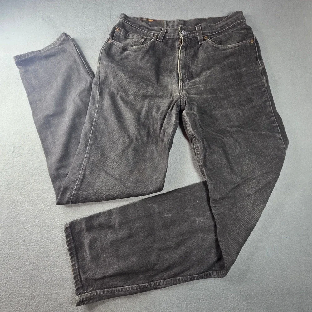 Vintage Levis 550 Mens Black Relaxed Straight Leg Denim Jeans 32x34 Faded Cotton